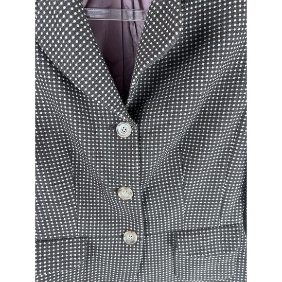 Tahari Brown Pink Polka Dots Light Tweed Blazer Pockets 3 Button, Size 4P - Picture 5 of 12
